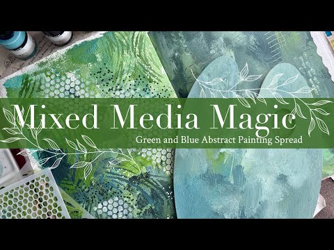 Видео: Магия смешанной техники: абстрактная живопись в зеленых и синих тонах