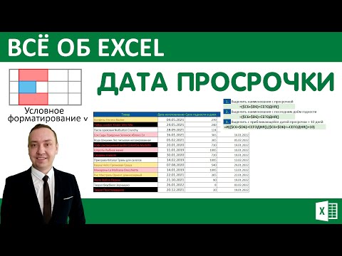 Видео: Дата просрочки в эксель. Выделяем при помощи условного форматирования.