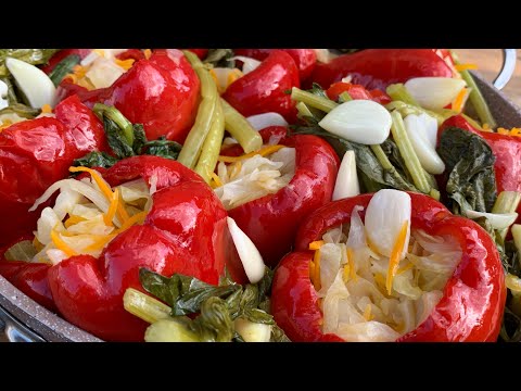 Видео: Маринованный красный перец с капустой | Pickled red pepper | Մարինացված կարմիր բիբար