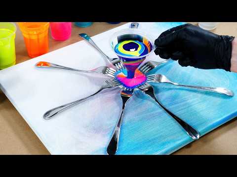 Видео: Техника рисования с использованием 8 вилок и воронки.