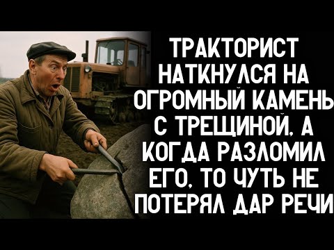 Видео: Тракторист наткнулся на камень с трещиной… Когда он его разломил, мир замер от шока!
