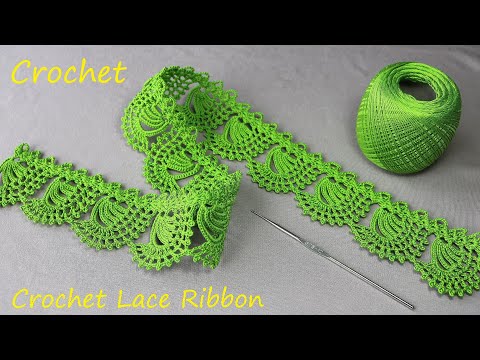 Видео: Beautiful and very easy to crochet LACE for beginners PATTERN SCHEME Ленточное кружево крючком КАЙМА