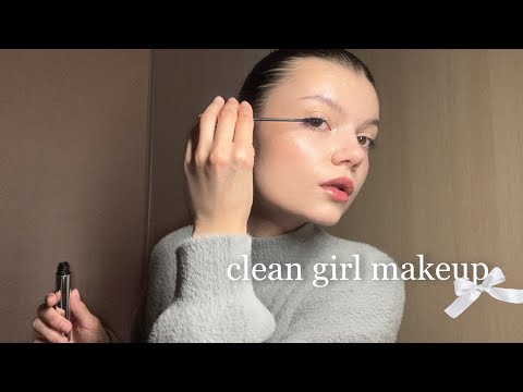 Видео: clean girl makeup 🫧🧺 | пробую сделать макияж из pinterest 🎀