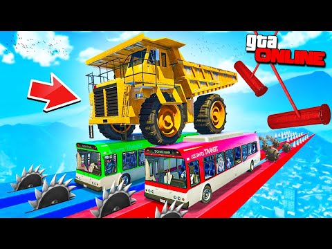 Видео: АККУРАТНО!! ЭПИЧЕСКАЯ ПЕРЕВОЗКА ГИГАНТСКОГО БЕЛАЗА НА ДВУХ АВТОБУСАХ В ГТА 5 ОНЛАЙН