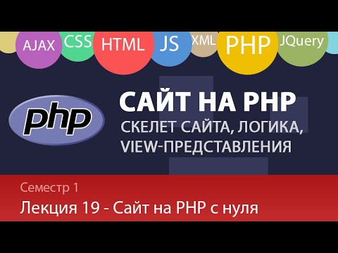 Видео: Лекция 1.19 - Web - PHP структура сайта. Cайт с нуля на PHP - точка входа, view-представления