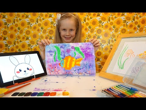 Видео: #занятие для #детей 6 лет Подводный мир #Рисование #красками и воск. #мелками #морскиеобитатели