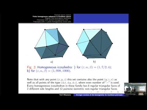 Видео: ГА2024: Ю.Г. Никоноров — Stronger versions of the homogeneity for Euclidean polytopes