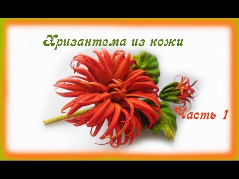 Видео: Хризантема из кожи. Часть 1