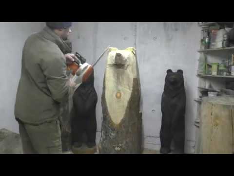 Видео: Медведь из валежника, Детализация медведя, Bear from, Wood carving, Bear made of wood