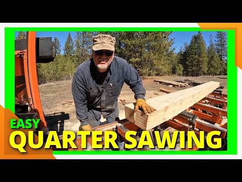 Видео: Как легко распилить бревно на четвертины! #лесопилка [Четвертная распиловка]
