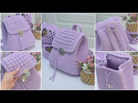 Видео: Crocheting backpack Helen Crochet pattern Самый легкий способ связать рюкзак. Рюкзак Элен Видео МК