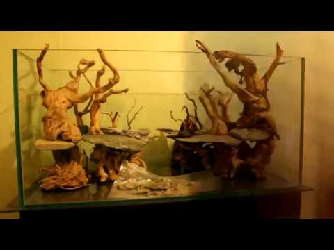 Видео: Оформление аквариума 182 литра. Хардскейп.