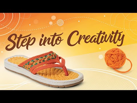 Видео: Шлепанцы с вязаными крючком квадратами на резиновой подошве.