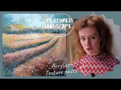 Видео: Текстурна картина акрилом | Пишу пейзаж акрилом |  Текстурная паста | Textured canvas art DIY