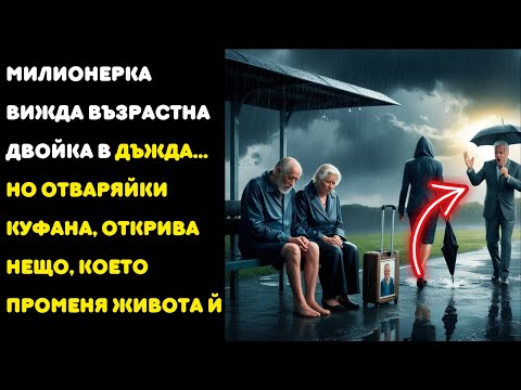 Видео: МИЛИОНЕРКА ВИЖДА ВЪЗРАСТНА ДВОЙКА В ДЪЖДА... НО ОТВАРЯйки КУФАНА, ОТКРИВА НЕЩО, КОЕТО ПРОМЕНЯ ЖИВОТА