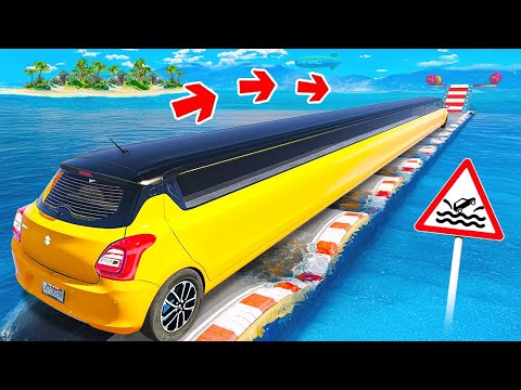 Видео: ПРОЕХАЛ ВОДНЫЕ КОЧКИ НА ГИГАНТСКОЙ САМОЙ ДЛИННОЙ MARUTI SUZUKI SWIFT В ГТА 5! ЭКСПЕРИМЕНТЫ В GTA 5