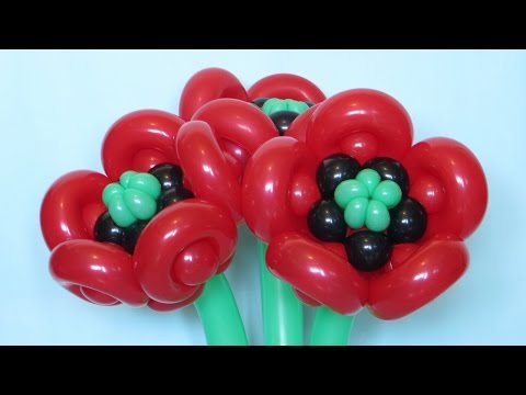 Видео: Цветок мак из шаров / Poppy flower of balloons (Subtitles)