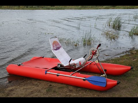 Видео: Надувной катамаран с велоприводом (педальный) MARINA-M1 (удлиненный)