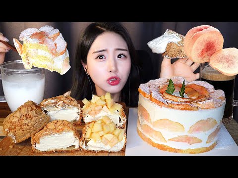 Видео: 🍑 Цельный торт со взбитыми сливками и персиком Десерт Мукбанг ASMR MukbangㅣКрем Печенье Хлеб