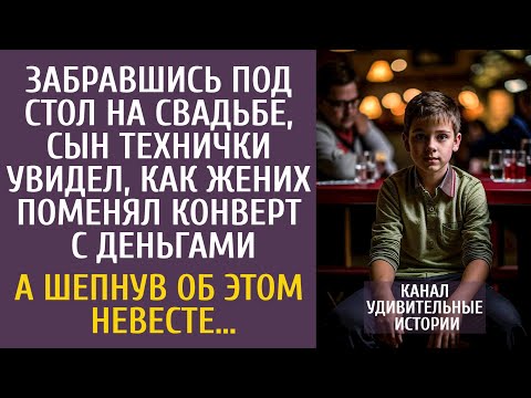 Видео: Спрятавшись на свадьбе, сын технички увидел, как жених поменял конверт с деньгами… А шепнув невесте…