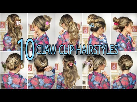 Видео: 10 причесок с заколками-когтями, которые вам стоит попробовать уже сегодня 🐙 Прически для волос с...
