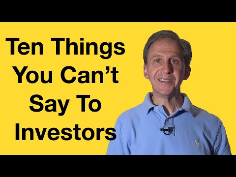 Видео: Чего никогда не следует говорить инвестору
