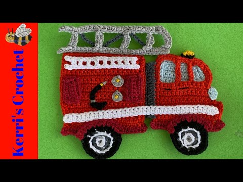 Видео: Урок вязания крючком пожарной машины - Урок вязания крючком аппликации