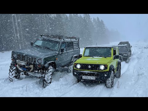 Видео: Шнива за 20к против нивы Санька, новый Джимник против старого и Pajero pinin)