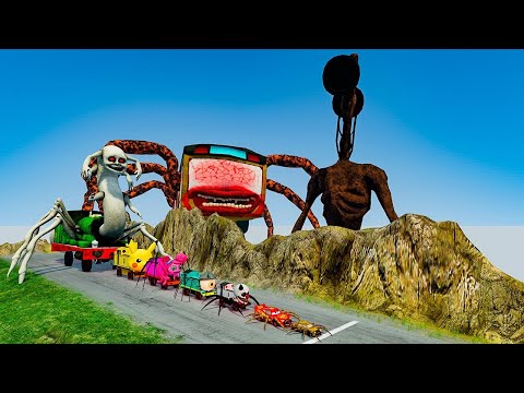 Видео: ALL MONSTERS Cars vs Downhill Madness с BUS EATER и SIREN HEAD – BeamNG Drive