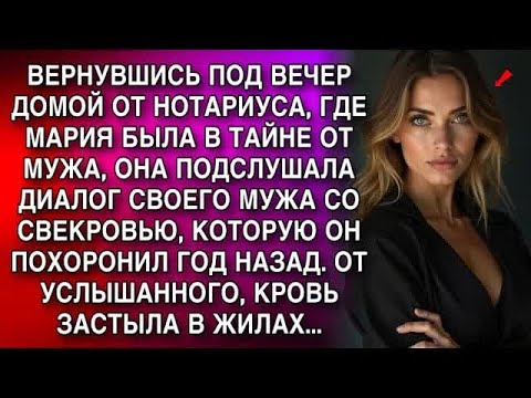 Видео: ВЕРНУВШИСЬ ПОД ВЕЧЕР ДОМОЙ ОТ НОТАРИУСА, ГДЕ МАРИЯ БЫЛА В ТАЙНЕ ОТ МУЖА, ОНА ПОДСЛУШАЛА ДИАЛОГ