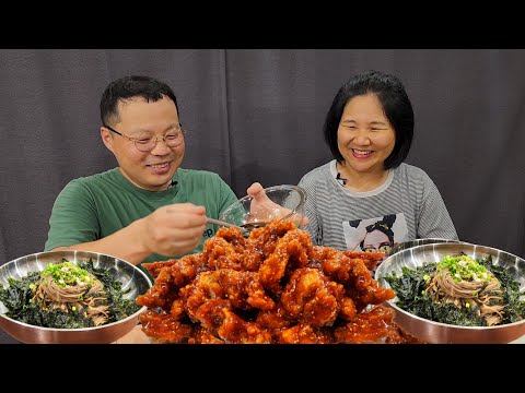 Видео: Домашний, но легендарный: лапша с перилловым маслом + корейская жареная курица Мукбанг