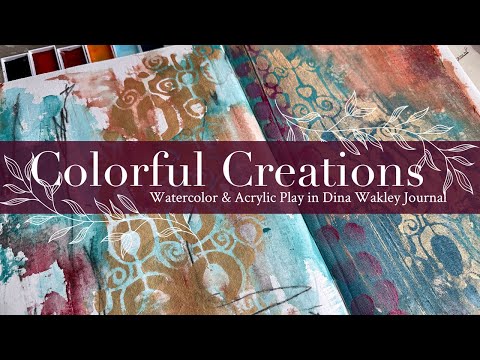 Видео: Красочные творения: игра акварели и акрила в журнале Дины Уокли