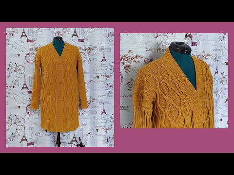 Видео: Кардиган «Горчичный» из Alize Cotton Gold /Описание.