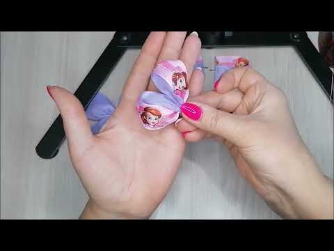 Видео: Лучшие бантики из ленты с мультяшным принтом! Бантики из репсовых лент 2,5 см. KANSASHI