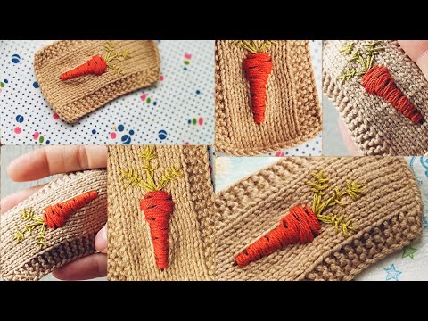 Видео: ✓ МК вышиваем морковку 🥕 Вышивка на вязаном изделии 🌿