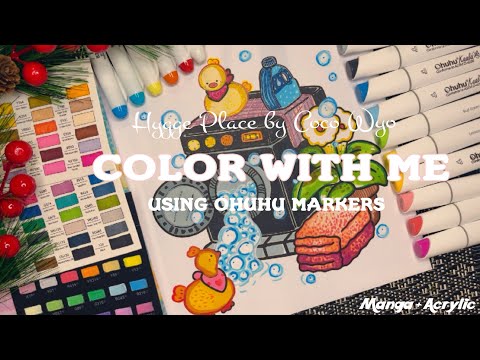 Видео: Color with me (ASMR)🐥💦 «Hygge Place» от Coco Wyo с маркерами Ohuhu «Manga Color»☘️✏️