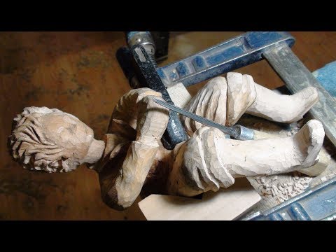 Видео: Вырезаем скульптуру и делаем по ходу резцы, скульптура из дерева, "Мечта рыбака", часть 3