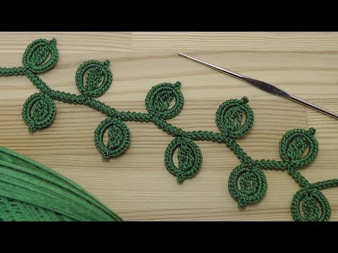 Видео: Урок вязания ЛЕНТОЧНОГО КРУЖЕВА с листиками на основе шнура "гусеничка" - Crochet Simple Lace