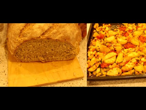 Видео: Делаю хлеб из цельнозерновой муки и овсяных хлопьев, и запекаю овощи