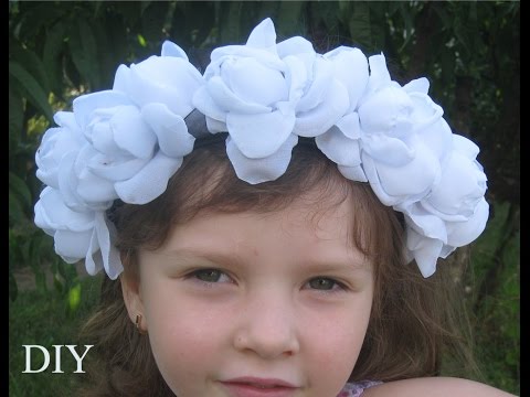Видео: На 1 сентября Ободок с Белыми Розами из Шифона МК.DIY