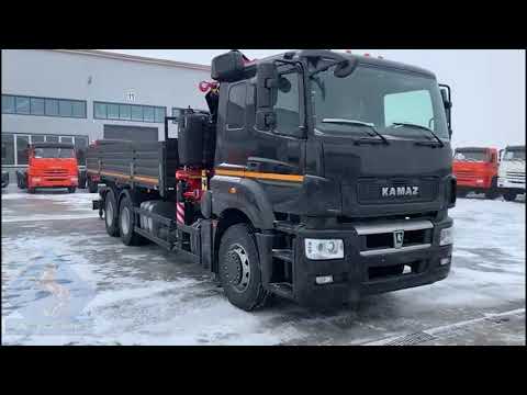 Видео: Бортовой Камаз-65207 с КМУ Fassi F275. В черном цвете.