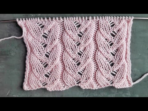 Видео: Ажурная ложная коса спицами поворотными рядами