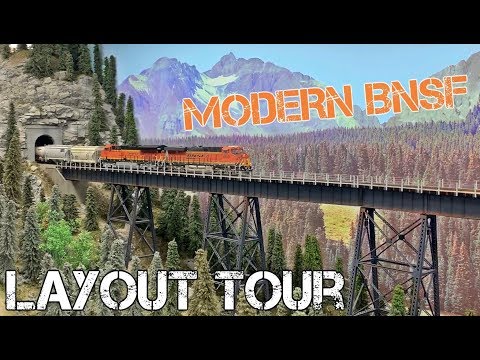 Видео: Экскурсия по макету — современная дивизия BNSF Fall River в масштабе HO