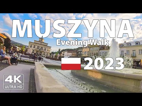 Видео: Мушына Польша Вечерняя Прогулка Walking Tour 🌄 4K с Субтитрами