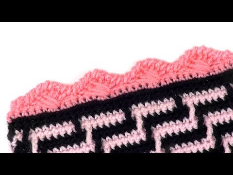 Видео: Обвязка края Уголки с перекрещенными столбиками