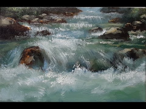 Видео: Рисуем горную речку. Drawing a mountain riverу. Мастер-классы по живописи художника Вугара Мамедова