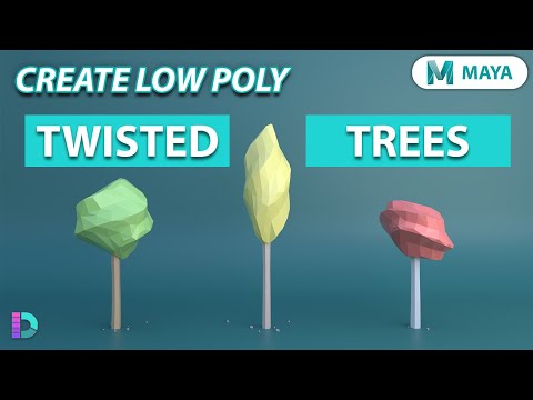 Видео: Моделирование низкополигональных деревьев в Maya | Twisted Trees