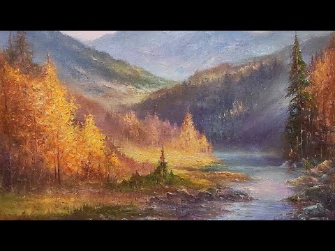 Видео: Живопись маслом "Осень в горах" | художник Чупринов