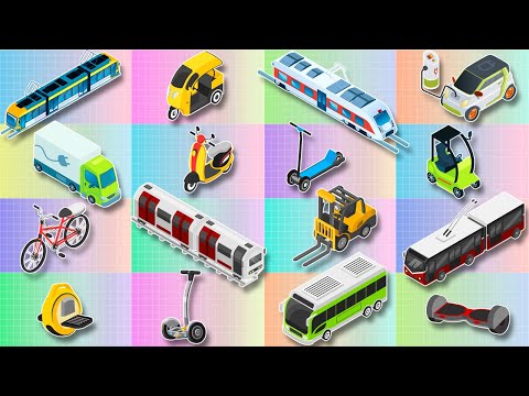 Видео: Электротранспорт - Виды Электрических машин - Логика для детей