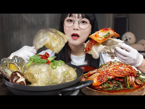 Видео: куриный суп с морским ушком (самгетан), свежее кимчи Mukbang Asmr